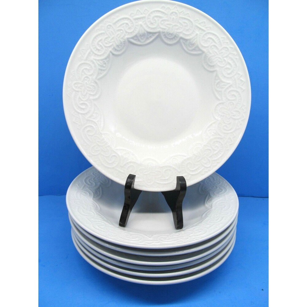 Tabletops Unlimited Battenburg Lace Rimmed Soup Salad Bowls Bundle of 7
